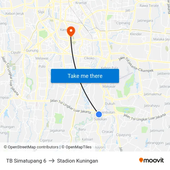 TB Simatupang 6 to Stadion Kuningan map