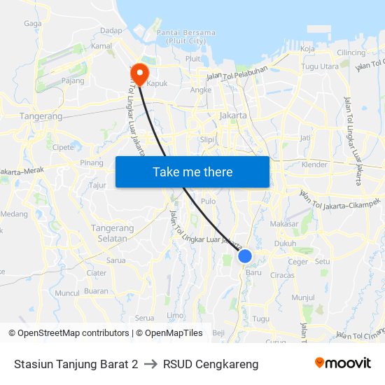 Stasiun Tanjung Barat 2 to RSUD Cengkareng map