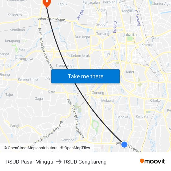 RSUD Pasar Minggu to RSUD Cengkareng map