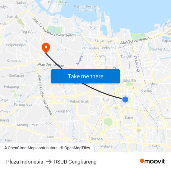 Plaza Indonesia to RSUD Cengkareng map
