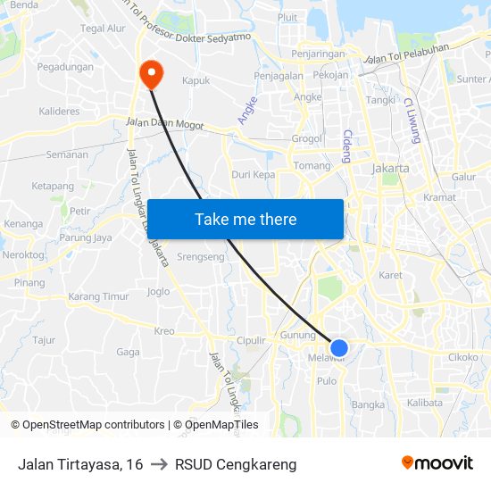 Jalan Tirtayasa, 16 to RSUD Cengkareng map