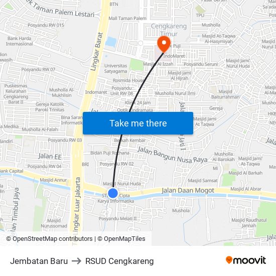 Jembatan Baru to RSUD Cengkareng map