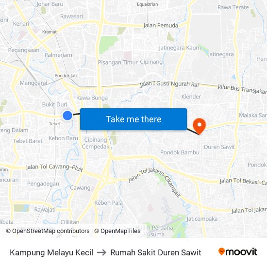 Kampung Melayu Kecil to Rumah Sakit Duren Sawit map