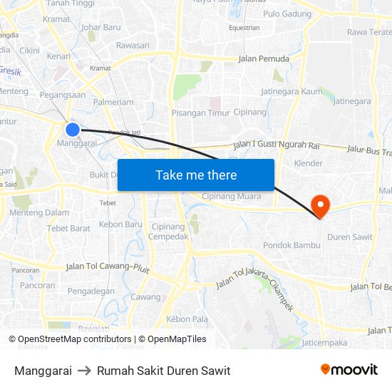 Manggarai to Rumah Sakit Duren Sawit map