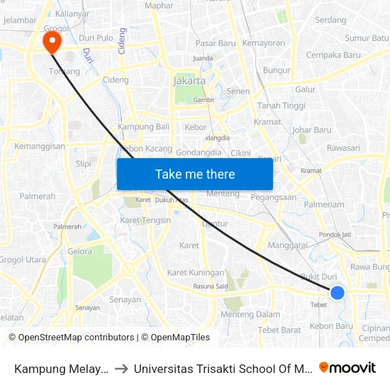 Kampung Melayu Kecil to Universitas Trisakti School Of Management map