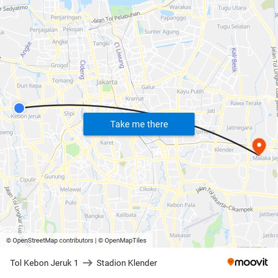 Tol Kebon Jeruk 1 to Stadion Klender map