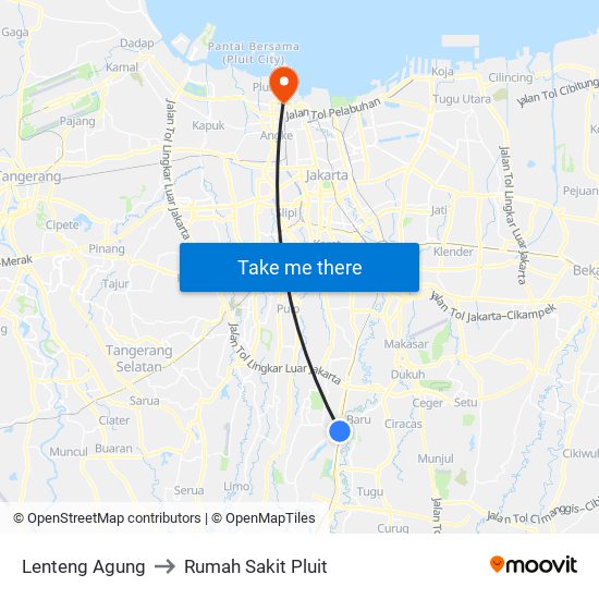 Lenteng Agung to Rumah Sakit Pluit map