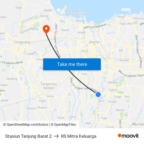 Stasiun Tanjung Barat 2 to RS Mitra Keluarga map