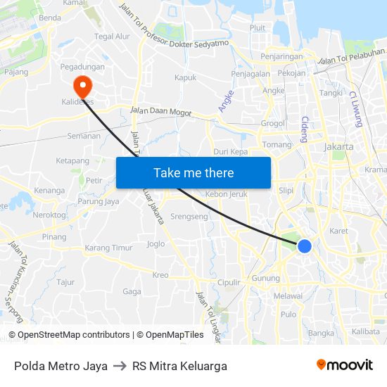 Polda Metro Jaya to RS Mitra Keluarga map