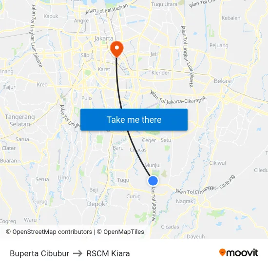 Buperta Cibubur to RSCM Kiara map