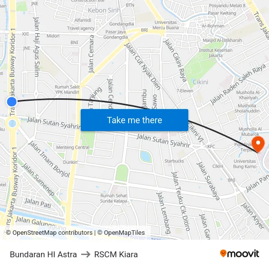Bundaran HI Astra to RSCM Kiara map
