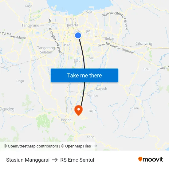 Stasiun Manggarai to RS Emc Sentul map