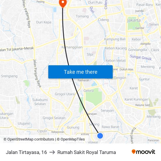 Jalan Tirtayasa, 16 to Rumah Sakit Royal Taruma map