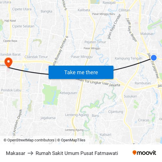 Makasar to Rumah Sakit Umum Pusat Fatmawati map