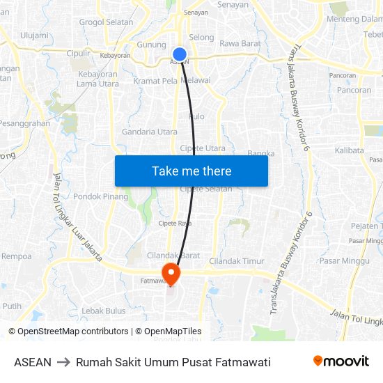 ASEAN to Rumah Sakit Umum Pusat Fatmawati map