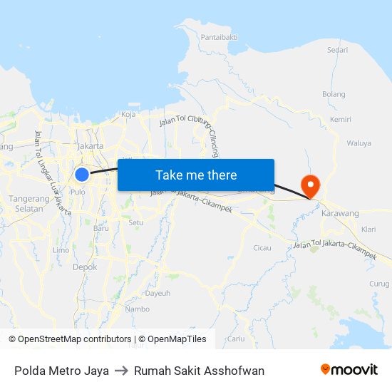 Polda Metro Jaya to Rumah Sakit Asshofwan map