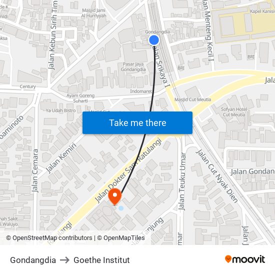 Gondangdia to Goethe Institut map