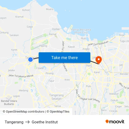 Tangerang to Goethe Institut map