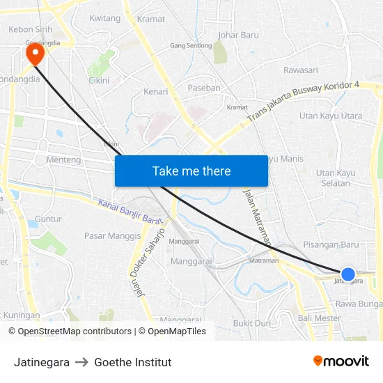 Jatinegara to Goethe Institut map