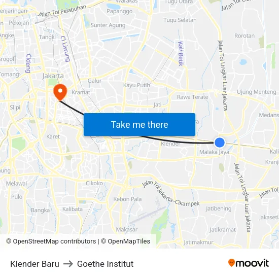 Klender Baru to Goethe Institut map