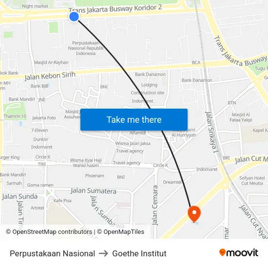 Perpustakaan Nasional to Goethe Institut map