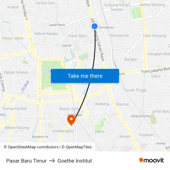 Pasar Baru Timur to Goethe Institut map