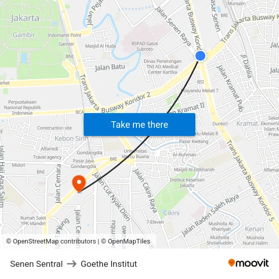 Senen Sentral to Goethe Institut map