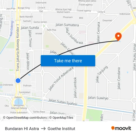 Bundaran HI Astra to Goethe Institut map
