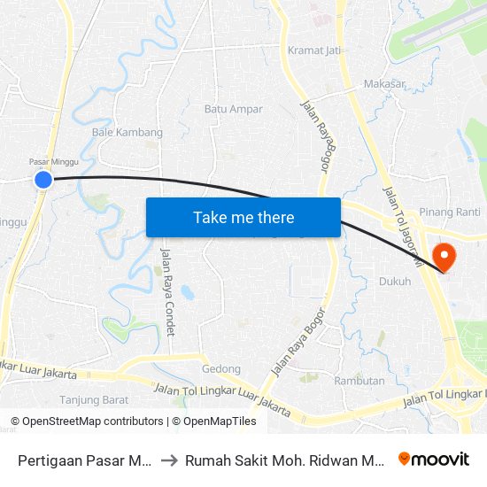 Pertigaan Pasar Minggu to Rumah Sakit Moh. Ridwan Meuraksa map