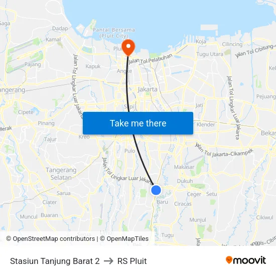Stasiun Tanjung Barat 2 to RS Pluit map