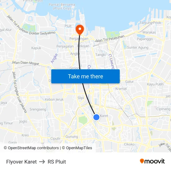 Flyover Karet to RS Pluit map