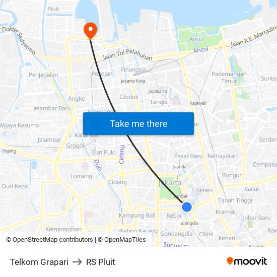 Telkom Grapari to RS Pluit map