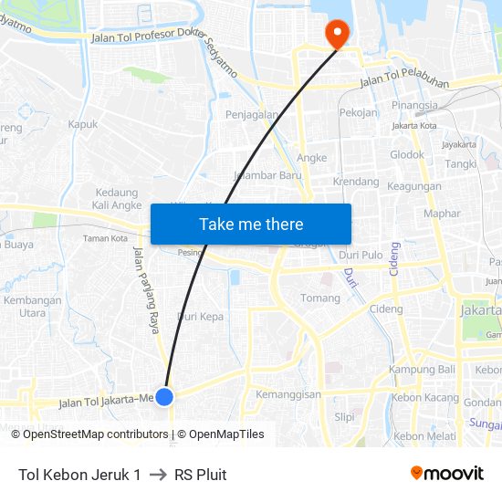 Tol Kebon Jeruk 1 to RS Pluit map