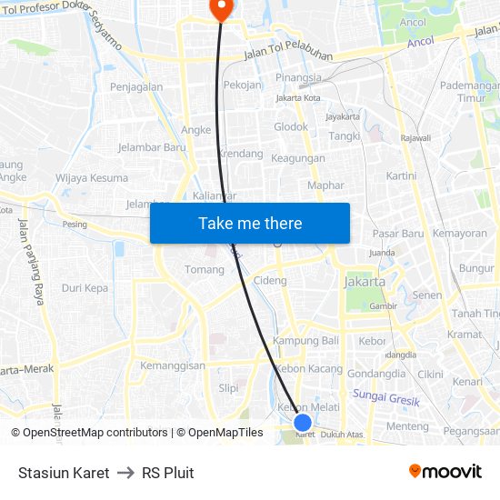 Stasiun Karet to RS Pluit map