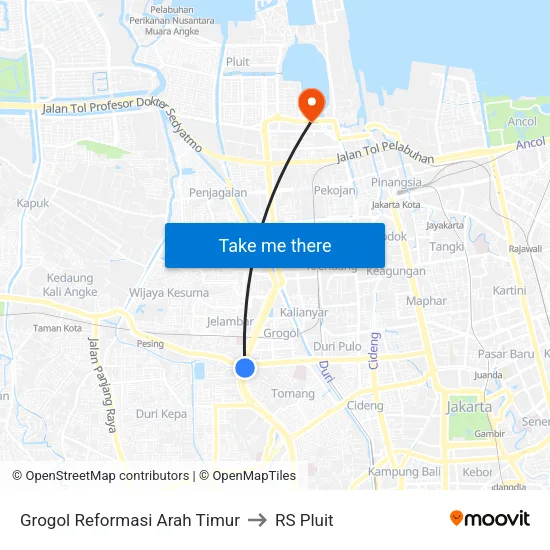 Grogol Reformasi Arah Timur to RS Pluit map
