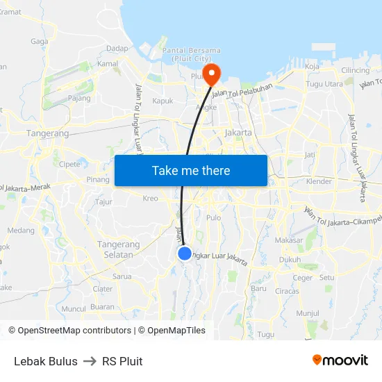 Lebak Bulus to RS Pluit map