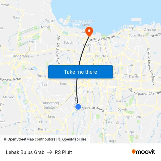 Lebak Bulus Grab to RS Pluit map