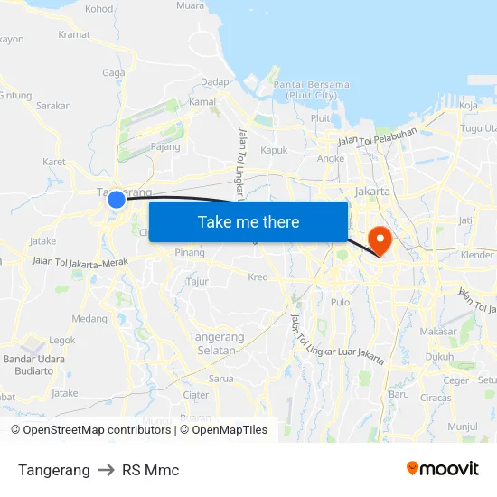Tangerang to RS Mmc map