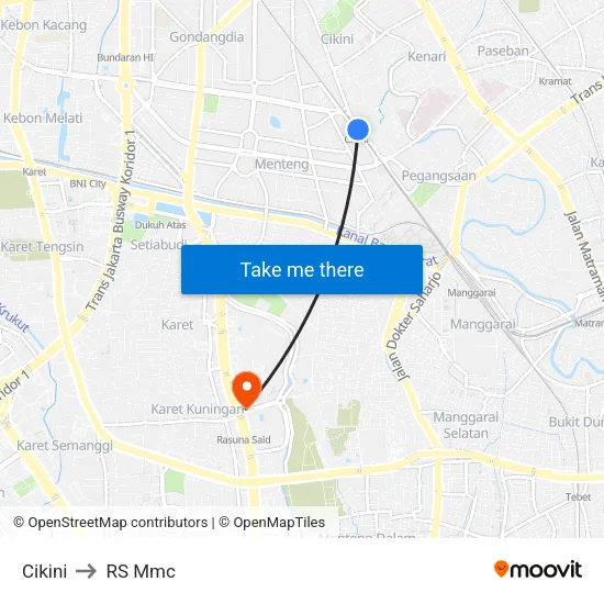Cikini to RS Mmc map