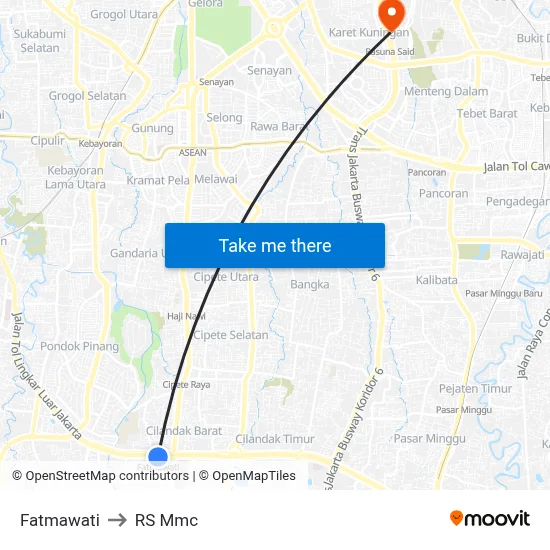 Fatmawati to RS Mmc map