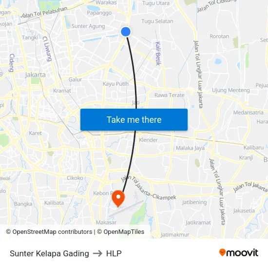 Sunter Kelapa Gading to HLP map