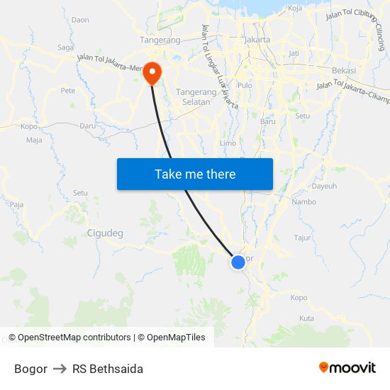 Bogor to RS Bethsaida map