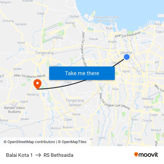 Balai Kota 1 to RS Bethsaida map