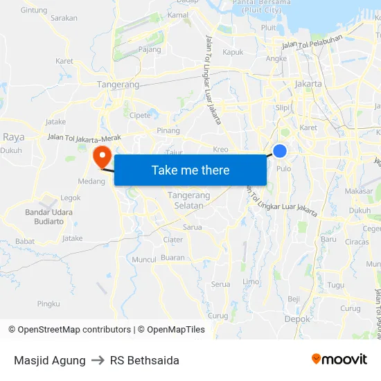 Masjid Agung to RS Bethsaida map