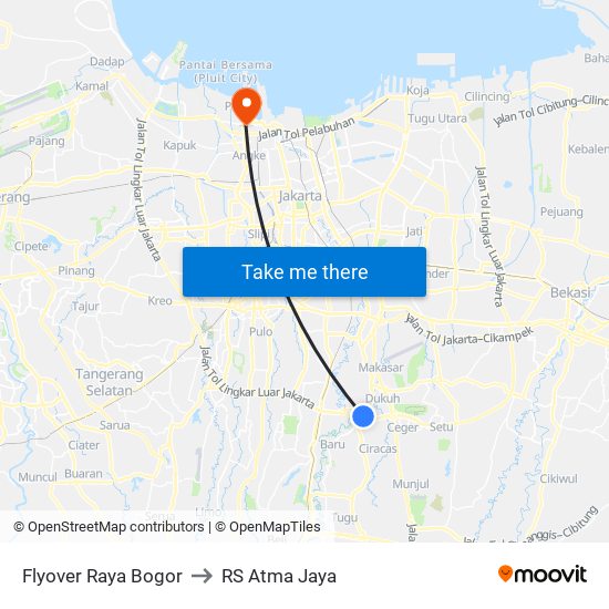 Flyover Raya Bogor to RS Atma Jaya map