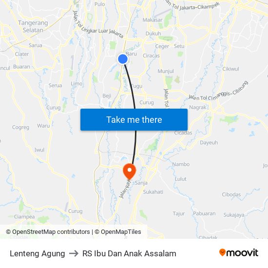 Lenteng Agung to RS Ibu Dan Anak Assalam map