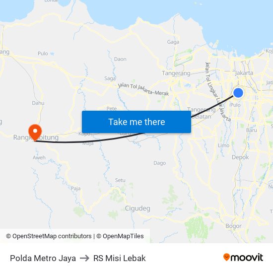 Polda Metro Jaya to RS Misi Lebak map