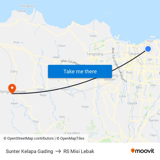 Sunter Kelapa Gading to RS Misi Lebak map