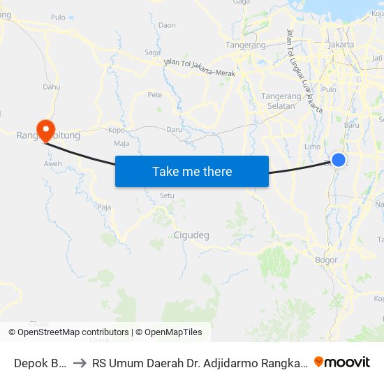 Depok Baru to RS Umum Daerah Dr. Adjidarmo Rangkasbitung map