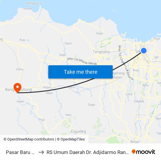 Pasar Baru Timur to RS Umum Daerah Dr. Adjidarmo Rangkasbitung map